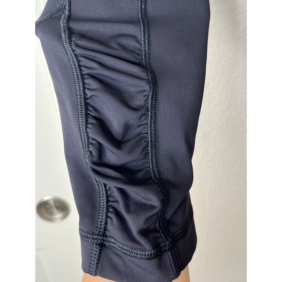 LULULEMON Run Tempo crop Leggings Ruched lower leg side Black Stretch #323 - Picture 5 of 12